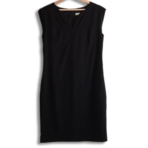 JOSEF | Classic Sleeveless Sheath Split Neck Mini Dress Black Sz S - Picture 1 of 12